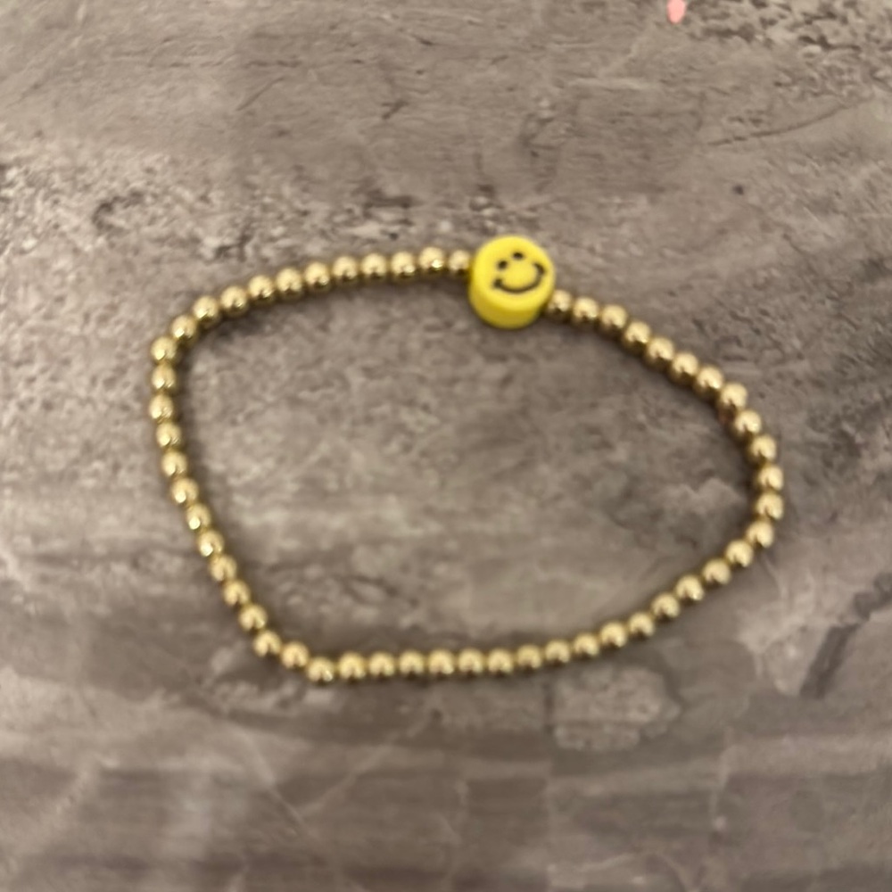 Smiley Face Gold Beaded Bracelet